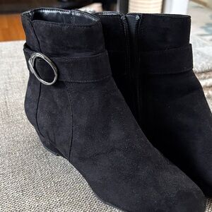 Impo Black Ankle Booties with Silver Buckle